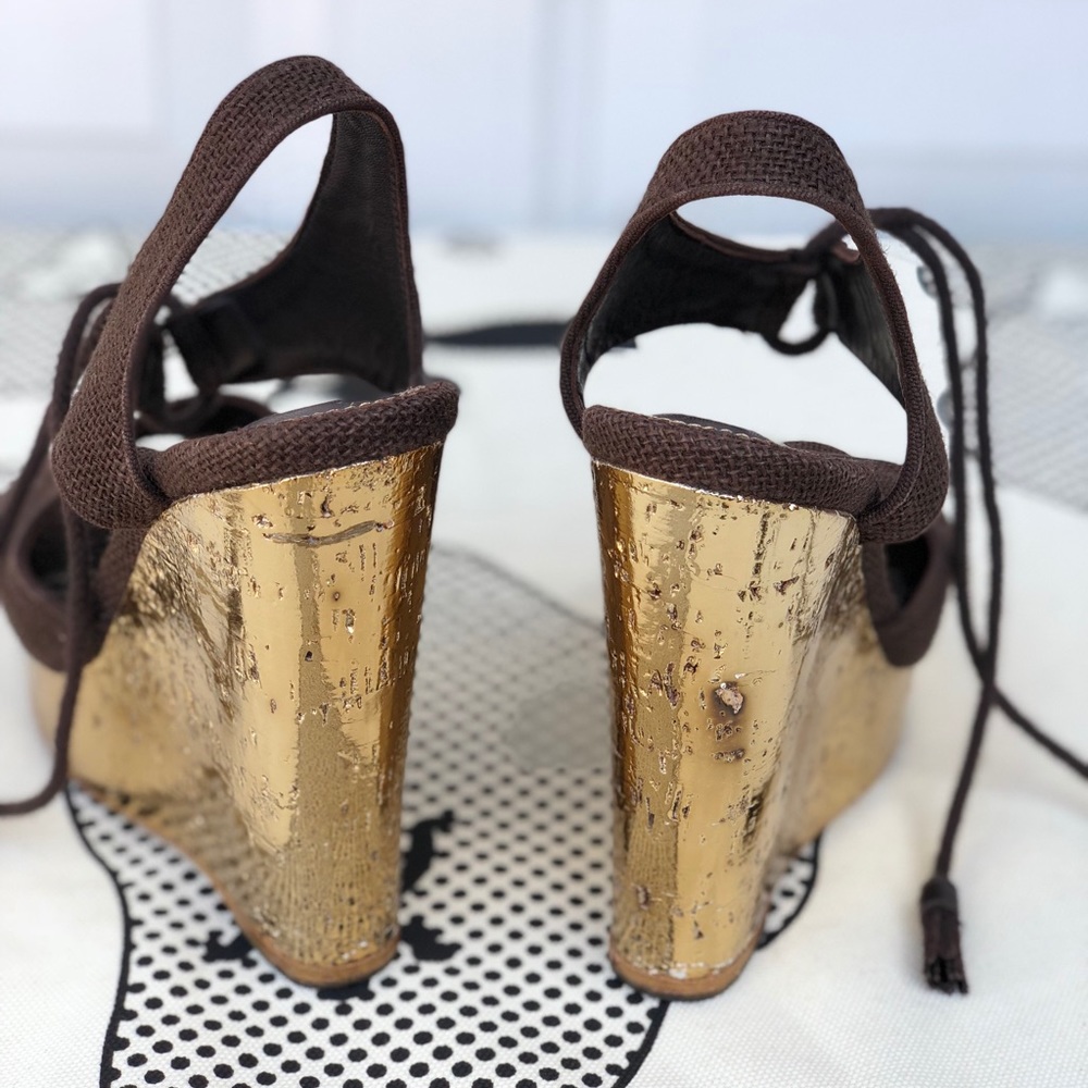 Authorities Ysl Rive Gauche Gold Wedge - image 4